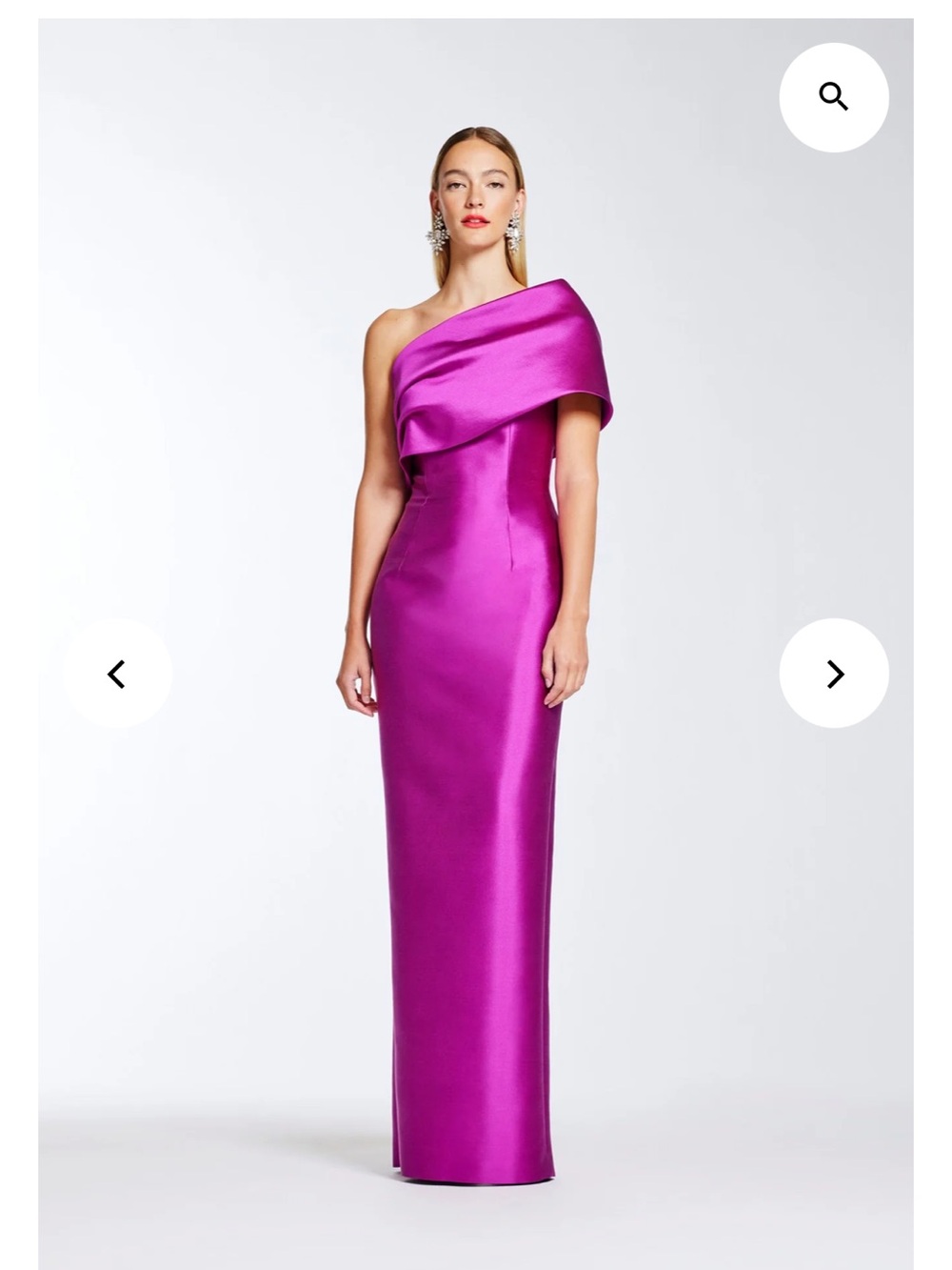 One-Shoulder Magenta Fuchsia Orchid Evening Gown